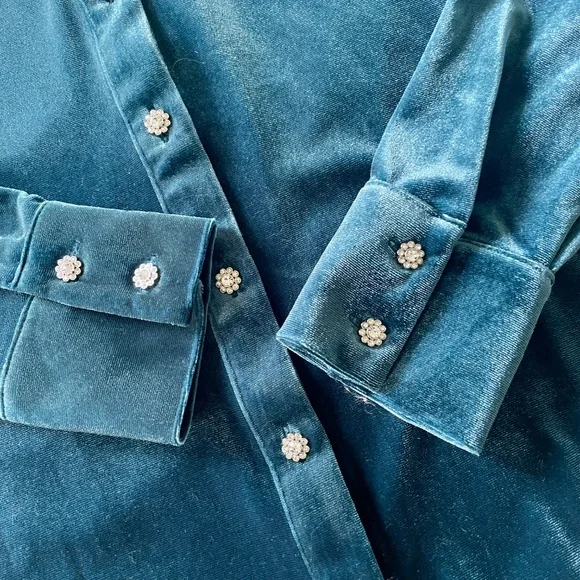 Boden Jewel Button Velvet Shirt, Size 6, NWOT - Picture 12 of 15
